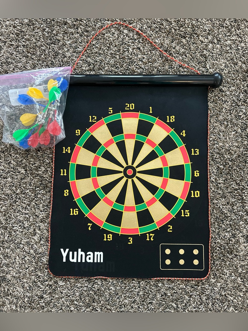 GAMES- double-sided magnetic dart board set